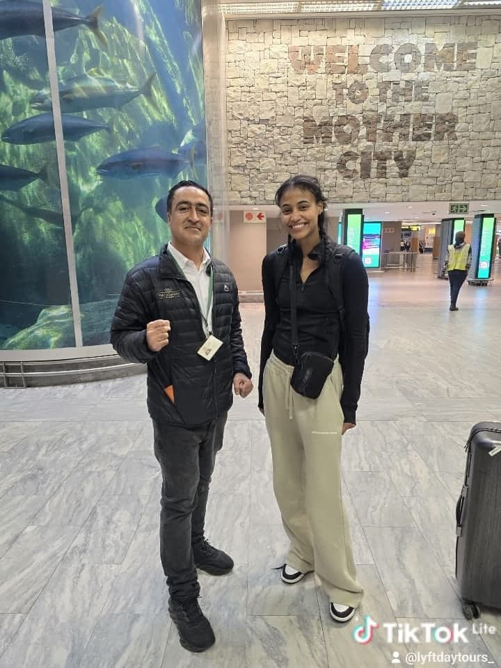 Your driver welcoming a guest at Cape Town airport